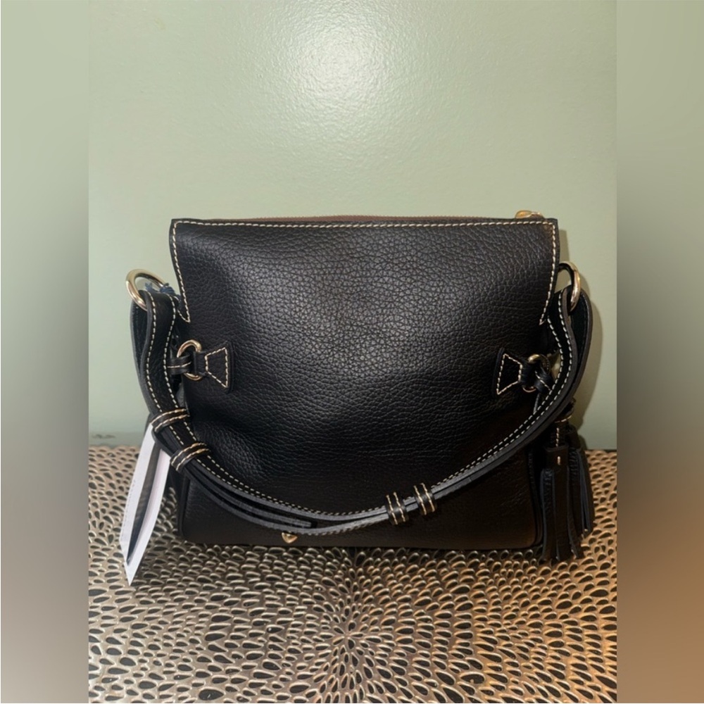 Dooney & Bourke Black Leather Satchel Bag with Tassels - Picture 10 of 13